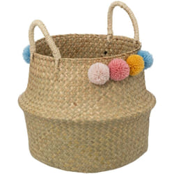 Atmosphera - Panier enfant pompons Bulda D33cm beige créateur d'intérieur