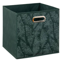 Boîte de rangement - FIVE - Panier tissu 31x31cm vert avec motifs - Polypropylène Carton Métal