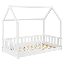 Atmosphera - Lit cabane enfant 90 x 190 cm - Blanc - Bois de Pin - Livraison gratuite