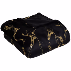 Plaid Noir et Doré effet marbré 130 x 180 cm - Feeric Christmas (-) Dimensions : L. 180 x l. 130 cm - Matière : Polyester - ( ...