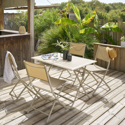 Table de jardin pliante carrée Azua argile 4 places en aluminium traité en epoxy - Hespéride