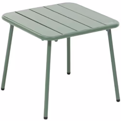 Description générale Table basse de jardin carrée 'Phuket' en vert olive, conçue en acier traité époxy. Cette table est à la  ...