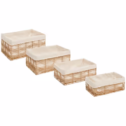 Vous recherchez des rangements authentiques et assortis ? Le lot de 4 cagettes rotin "Rosy" Atmosphera devrait vous combler ! ...