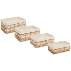 Atmosphera - Lot de 4 cagettes en rotin Rosy L33 37 43 48cm beige créateur d'intérieur