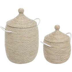 Atmosphera - Lot De 2 Paniers Soleya Paille Beige