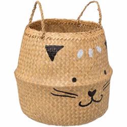 Offrez à votre enfant une solution de rangement adorable et pratique avec le Panier Pliant Enfant en Roseau Chat D 35 de la m ...