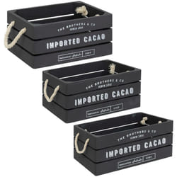 Atmosphera - Lot de 3 cagettes bois Denys L23 29 35cm gris créateur d'intérieur