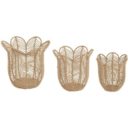 Atmosphera - Lot de 3 paniers The floral D25 30,8 37,8cm beige créateur d'intérieur