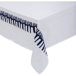 Atmosphera - Nappe broderie Lizandro coton et lin 150x300cm blanc créateur d'intérieur