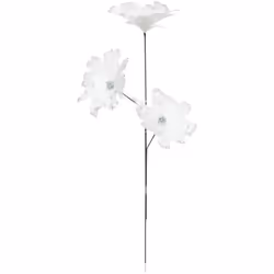 Branche déco spéciale fêtes Fleurs en Plumes blanches et argentées H 65 cm - Feeric Christmas (-) Dimensions : L. 8 x P. 3 x ...