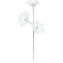 Branche déco spéciale fêtes Fleurs en Plumes blanches et argentées H 65 cm - Feeric Christmas