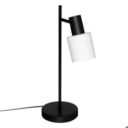 Lampe À Poser En Métal Noir Et Abat-jour En Verre Blanc H 45 Cm - Atmosphera