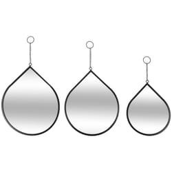 Atmosphera - Lot de 3 miroirs goutte Leny métal noir créateur d'intérieur