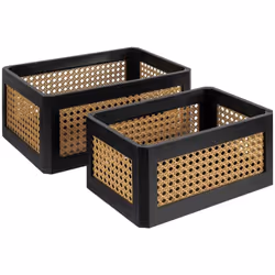 Lot de 2 cagettes family corner cannage noir l30 35cm - Atmosphera createur d'interieur. Couleur : Noir. Matière principale : ...