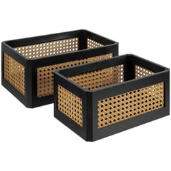 Lot de 2 cagettes Family corner cannage noir L30 35cm - Atmosphera créateur d'intérieur