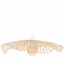 Très aérienne, la suspension "Tess" Atmosphera produira un bel effet déco dans une chambre ou un salon. Son abat-jour en bamb ...