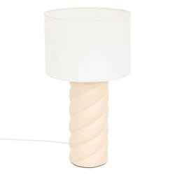 Lampe À Poser En Céramique Beige Et Abat-jour En Coton Blanc H 44 Cm - Atmosphera