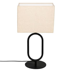 Lampe À Poser En Métal Noir Et Abat-jour En Lin H 52 Cm - Atmosphera