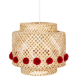Atmosphera - Suspension enfant Liby bambou pompons rouges D28cm créateur d'intérieur