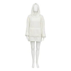 Plaid Sweat Capuche Flanelle Teddy Blanc Taille Unique Atmosphera Créateur D'Intérieur