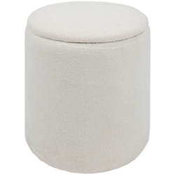 Pouf coffre bouclette Kaydi blanc D35cm Atmosphera créateur d'intérieur