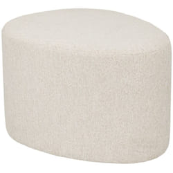 Atmosphera - Pouf galet bouclette Estria blanc ivoire 47x38cm créateur d'intérieur