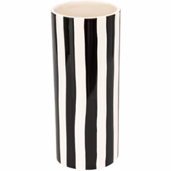 Vase en céramique brillante à rayure Noire H 30 cm - Atmosphera (-) Dimensions : D. 13 x H. 30 cm - Matière : Dolomite (céram ...
