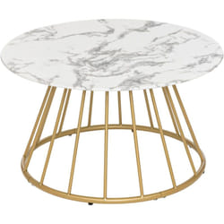 Atmosphera - Table basse ronde en Verre trempé aspect Marbre Blanc d. 70 x h. 40 cm