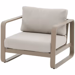 Fauteuil de salon de jardin Domilly café aluminium et oléfine - Hespéride