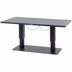 Idéale pour passer de l'apéritif à un repas improvisé en un clin d'oeil, la table de jardin relevable rectangulaire "SALIMIA" ...
