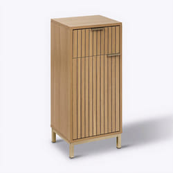 5five Meuble de Séjour Bas 2 Portes en Aggloméré Effet Bois Naturel E1 33x28x80 cm pour Rangement