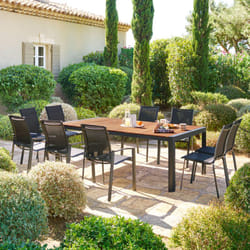Hesperide - Table de jardin rectangulaire Paradize noyer & graphite 10 places en aluminium - Hespéride