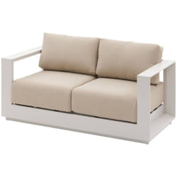 Canapé de jardin en aluminium 2 places ALLURE - Avoine et beige zebrano