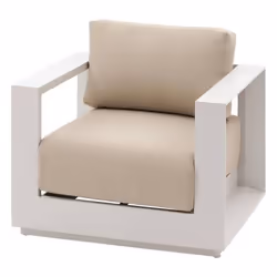 Fauteuil de salon de jardin en aluminium ALLURE - Avoine et beige
