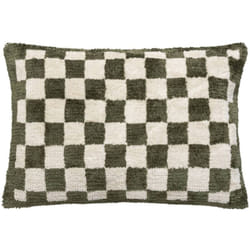 Coussin damier Itha vert kaki 38x58cm Atmosphera créateur d'intérieur