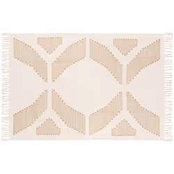 Tapis en coton beige brodé avec franges - design élégant et haute qualité Design élégant : Le tapis DREAMS brodé avec franges ...