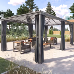 Votre terrasse est particulièrement ensoleillée ? La pergola "BELIZE" Hespéride vous permettra d'y déjeuner à l'abri. L'attra ...