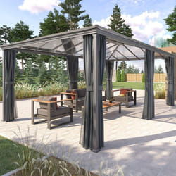 Pergola autoportante Belize graphite 3,6 x 6m en aluminium et polycarbonate - Hespéride