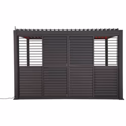 Vous souhaitez parfaire l'aménagement d'une pergola ? La persienne coulissante pour pergola bioclimatique "EVORA" Hespéride e ...