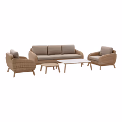Hesperide MANISSA Honey, Beige, Bois, Aluminium, Polyester, Polypropylène (PP), 5 siège(s), Extérieure, 120 cm, 80 cm