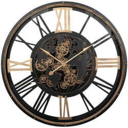 Grande Pendule murale Noir style rétro avec rouages mobiles d 110 cm Atmosphera