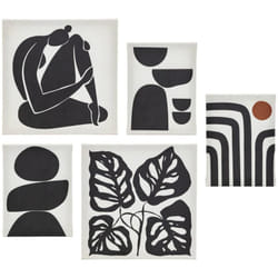 Atmosphera - Lot de 5 toiles imprimées Cynthia noir et blanc 15x20 25x25cm créateur d'intérieur