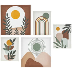 Atmosphera - Lot de 5 toiles imprimées Cynthia beige 15x20 25x25cm créateur d'intérieur