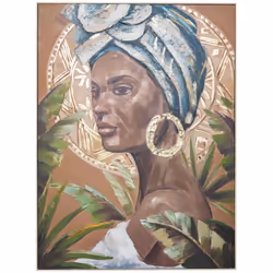 Vous souhaitez personnaliser un pan de mur avec une note colorée et chaleureuse ? La toile peinte encadrée "Macarena" Atmosph ...