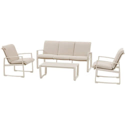 Hesperide - Salon de jardin Boreane lin & argile 5 places en aluminium texaline et polyester - Hespéride