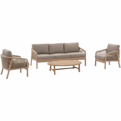 Caractéristiques techniques Couleur:Beige Coussins:Inclus Dimensions canapé (L x l x H):205 x 80 x 81 cm Dimensions chaise(s) ...