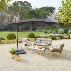 Parasol déporté rond Naulia Ardoise 3,3m en acier polyester et nylon - Hespéride