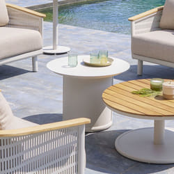Hesperide - Table basse de jardin ronde Olimio avoine 68 x 50cm en aluminium - Hespéride
