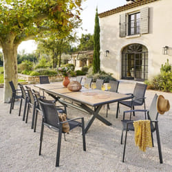 Table de jardin extensible axiome Effet bois Noix & Graphite - Hespéride