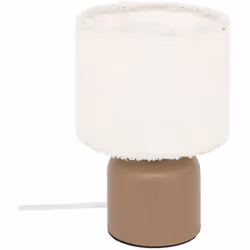 La lampe à poser "Bona" Atmosphera possède un abat-jour en bouclette qui donnera une touche douillette à une pièce de vie. El ...